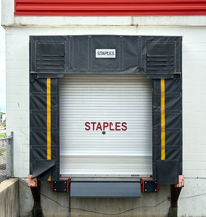 Dock shelter and bumpers at Staples industrial property.